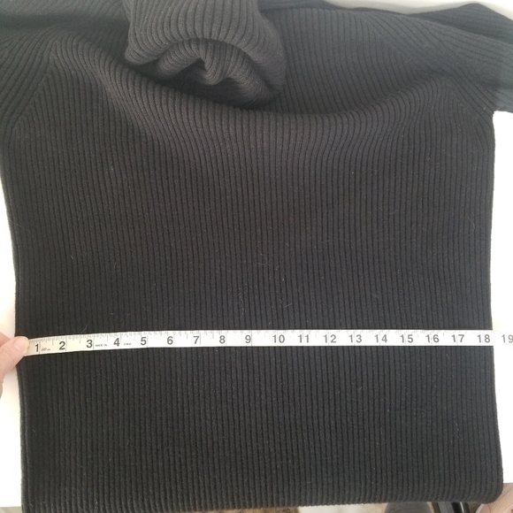 French Connection Black Katerina Mini Ribbed Sweater Dress Size L Turtleneck - Picture 10 of 12